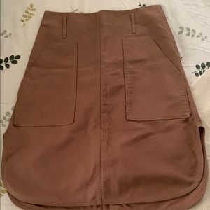 Brown A-Line Knee-Length Cargo Skirt for Work
